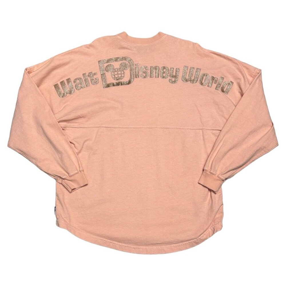 Disney Walt Disney World Long Sleeve Tee in Peach with Glitter Logo